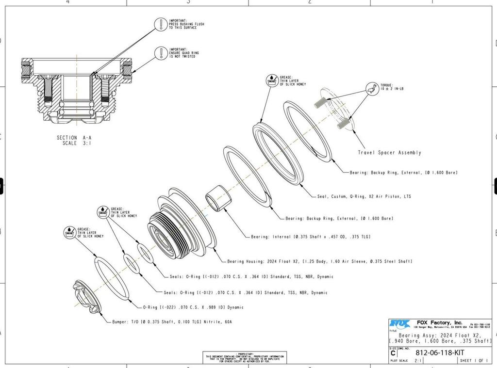 Fox Bearing Assy 2024 Float X2 [.940 Bore, 1.600 Bore, .375 Shaft